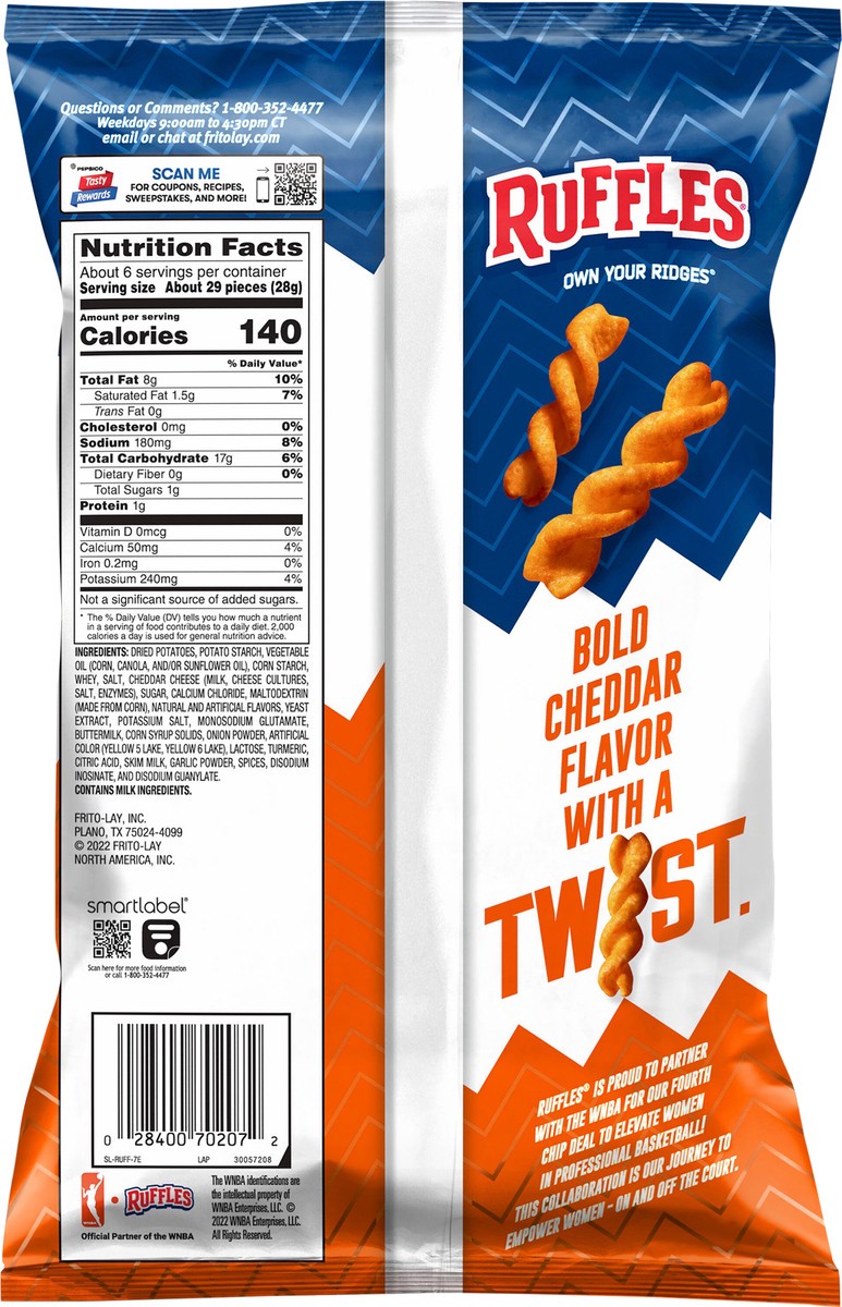 slide 3 of 3, Ruffles Ridge Twists Potato Snacks Double Cheddar Flavored - 5.5 oz, 5.5 oz
