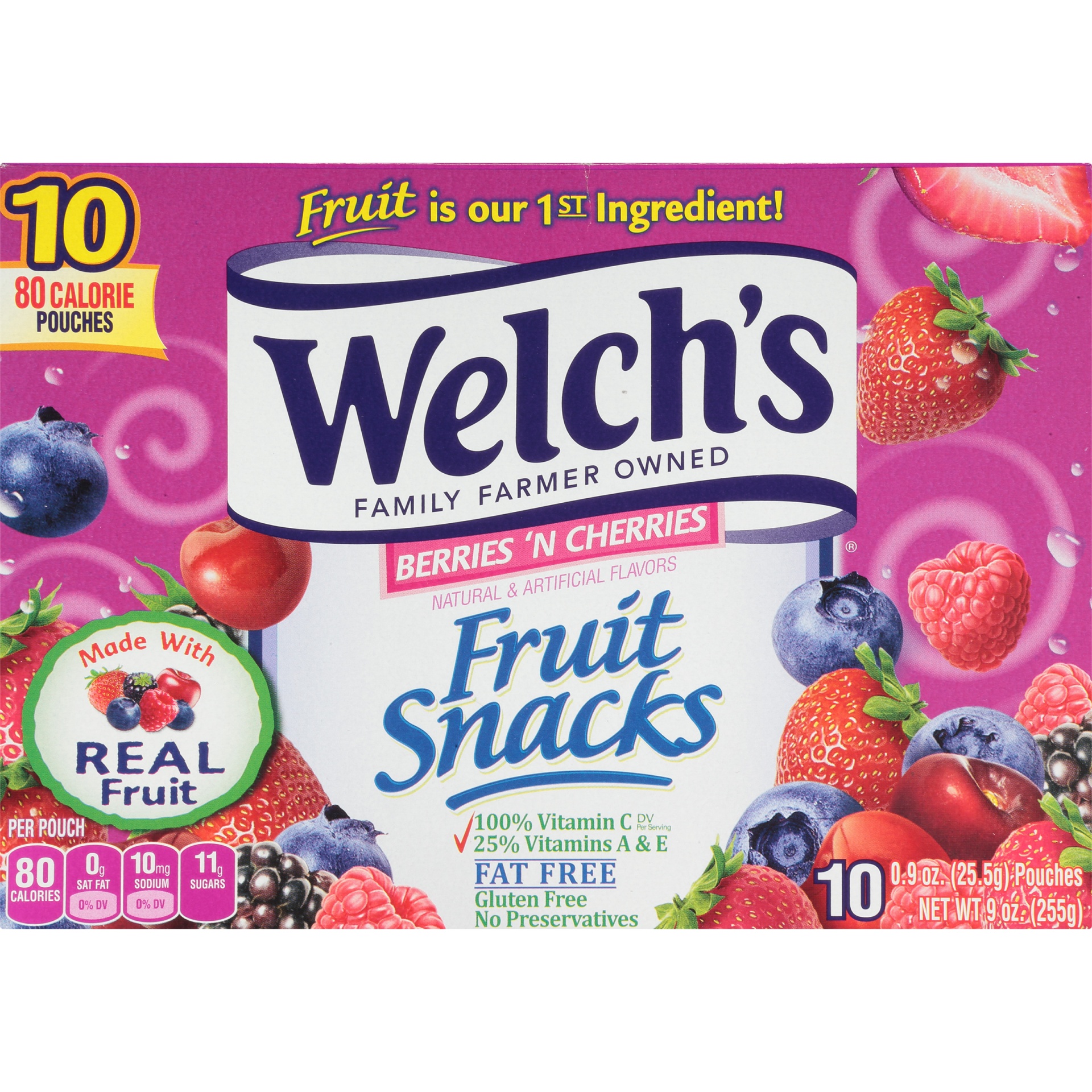 slide 6 of 8, Welch's Berries 'N Cherries Fruit Snacks, 10 ct 0.9 oz