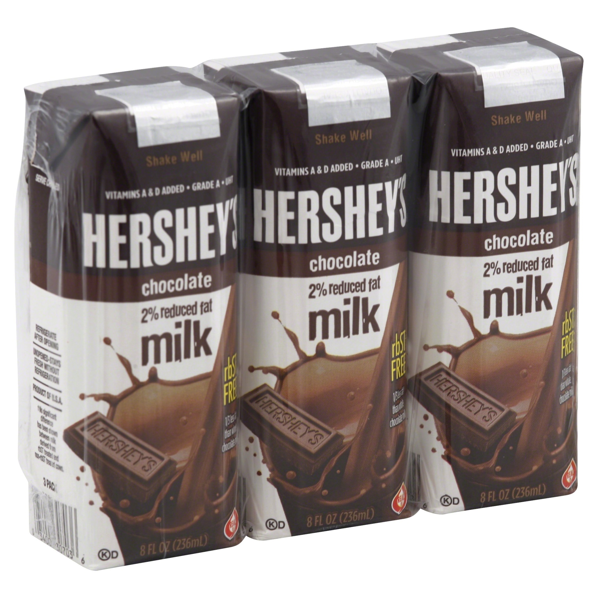slide 1 of 1, Hershey's 2% Reduced Fat Chocolate Milk, 3 ct; 8 fl oz