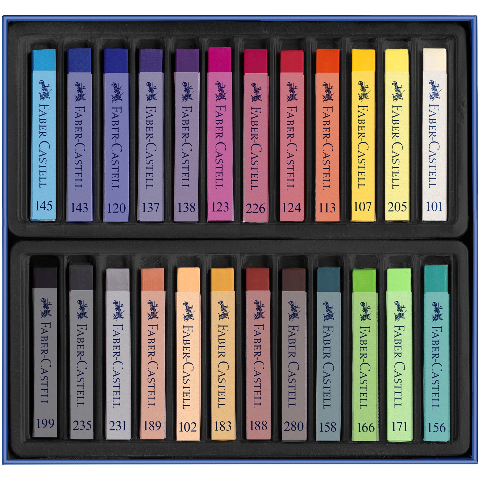 slide 4 of 6, Faber-Castell Full Length 24 Color Soft Pastel Stick Set, 2.5 in