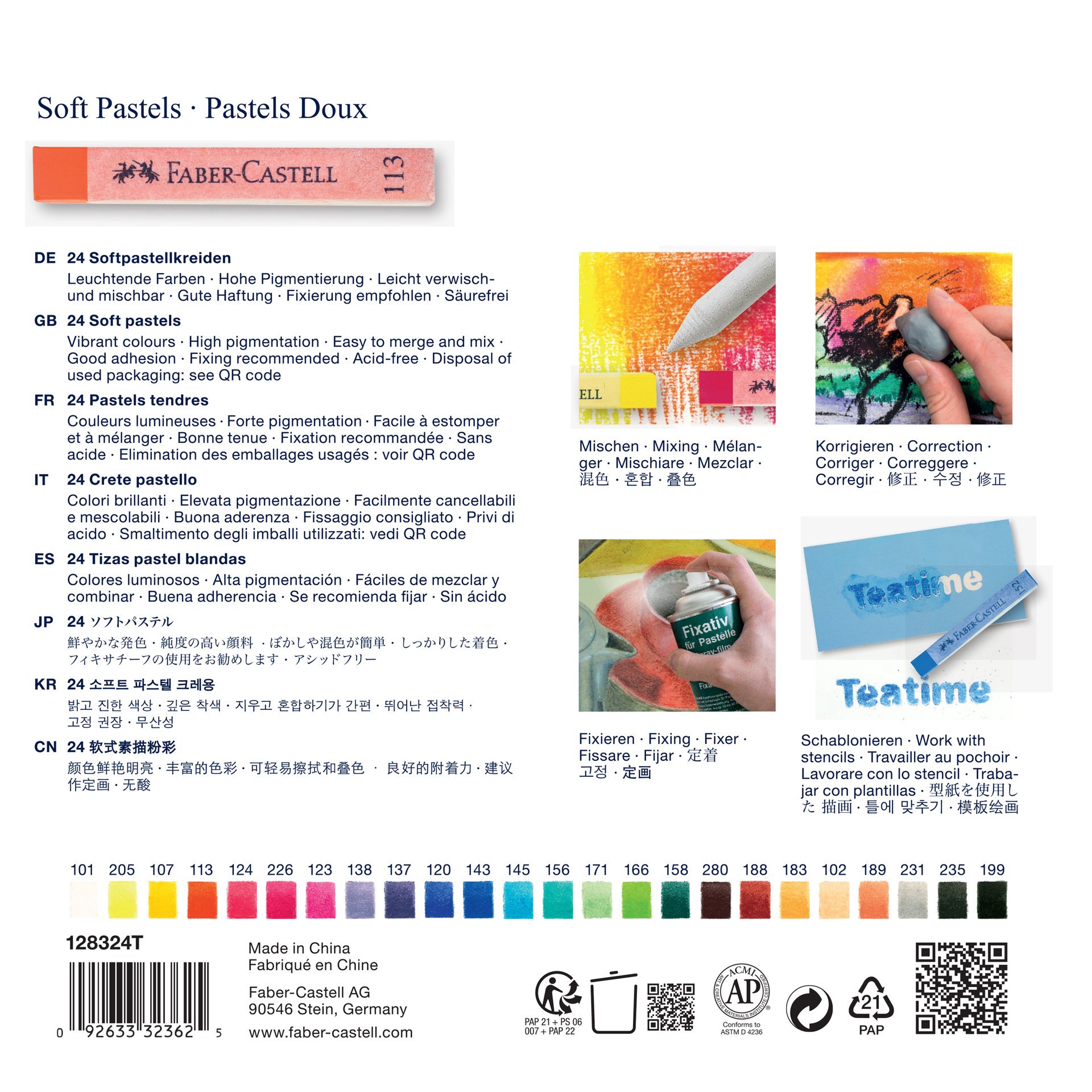 slide 2 of 6, Faber-Castell Full Length 24 Color Soft Pastel Stick Set, 2.5 in