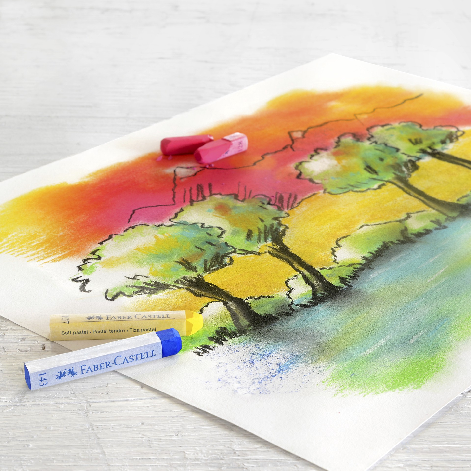 slide 4 of 4, Faber-Castell Full Length 12 Color Soft Pastel Stick Set, 2.5 in