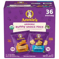 Annie's Organic Birthday Cake Bunny Grahams and Cheddar Bunnies Snack Pack 36 Count, 36 oz