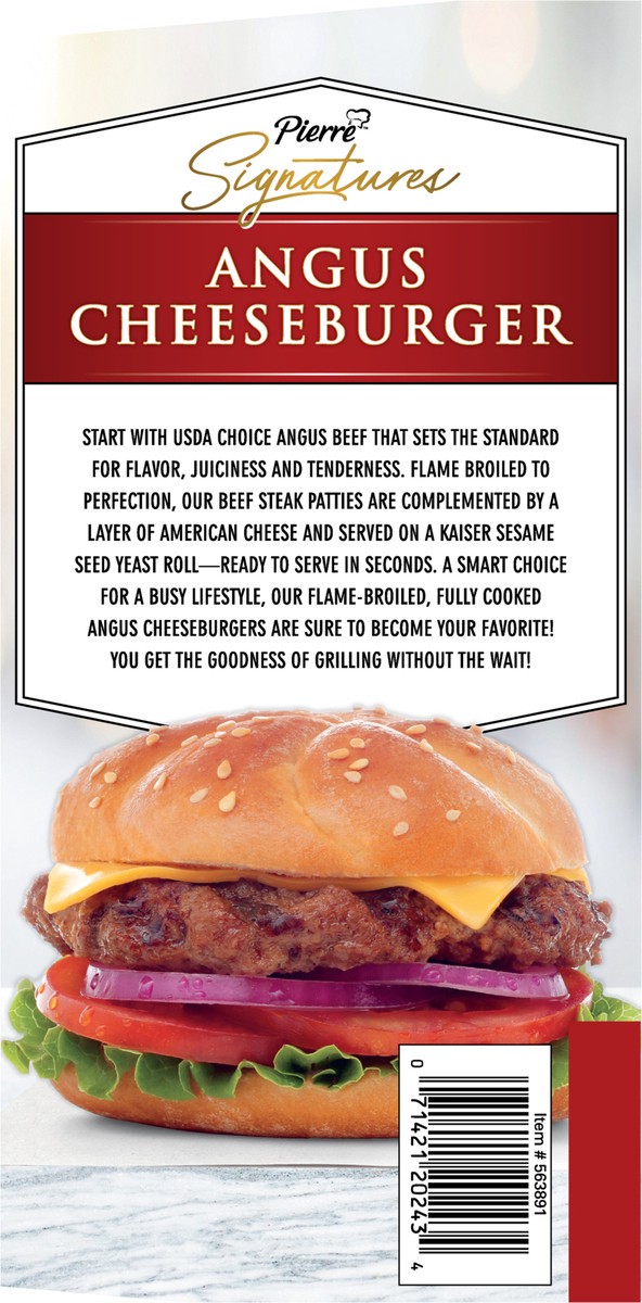 slide 2 of 14, Pierre Signatures Angus Beef Cheeseburgers, 8 Count (Frozen), 