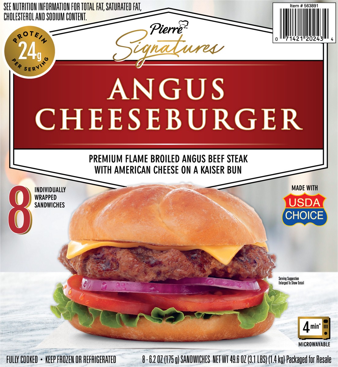 slide 3 of 14, Pierre Signatures Angus Beef Cheeseburgers, 8 Count (Frozen), 