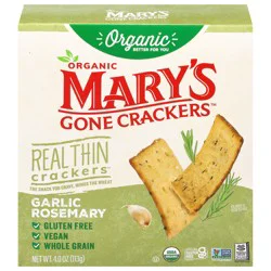 Mary's Gone Crackers Organic Real Thin Garlic Rosemary Crackers 4 oz