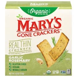 Mary's Gone Crackers Organic Real Thin Garlic Rosemary Crackers 4 oz
