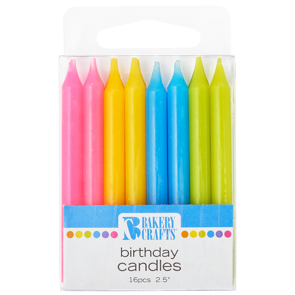 slide 1 of 1, Bakery Crafts Assorted Colors Smooth Birthday Candles, 16 ct