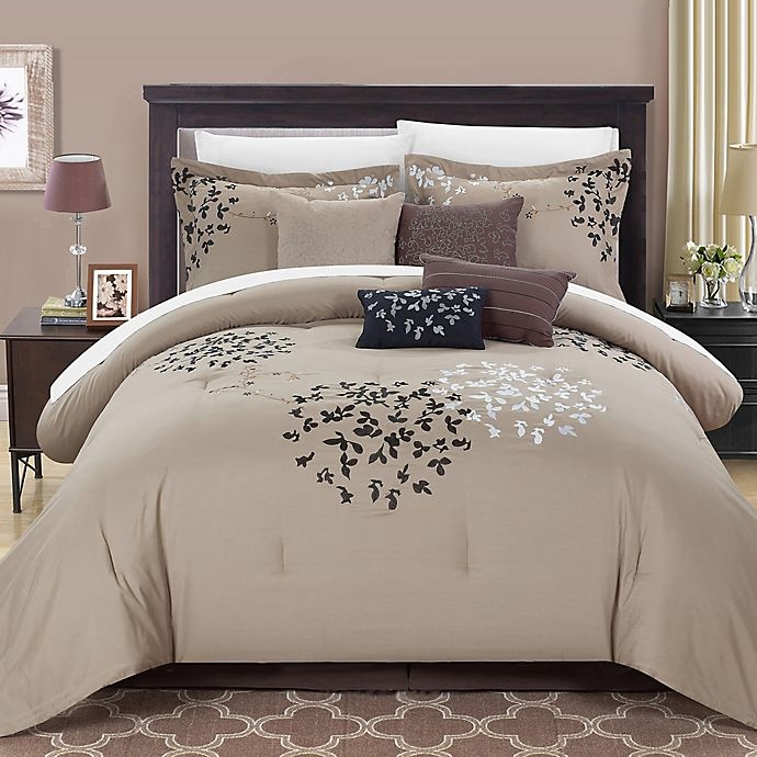 slide 1 of 5, Chic Home Budz King Comforter Set - Taupe, 8 ct