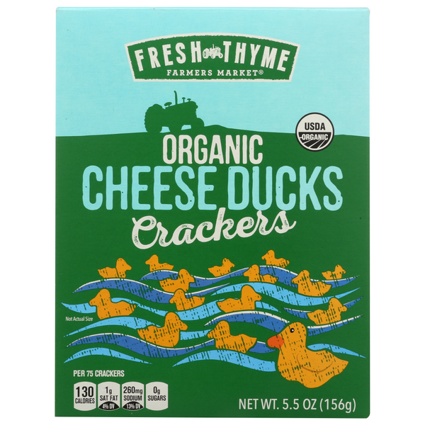 slide 1 of 1, Fresh Thyme Farmers Market Organic Cheese Ducks Crackers, 5.5 oz