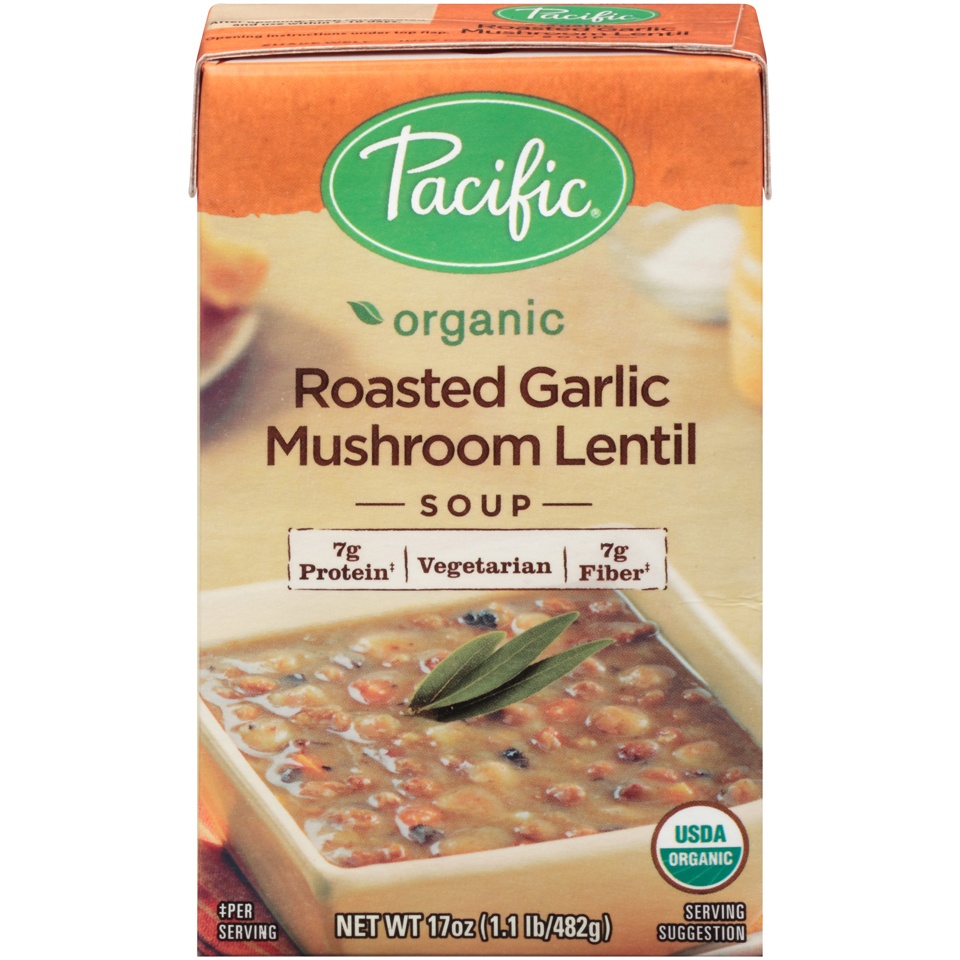 slide 1 of 1, Pacific Roasted Garlic Mushroom Lentil Soup, 17 oz