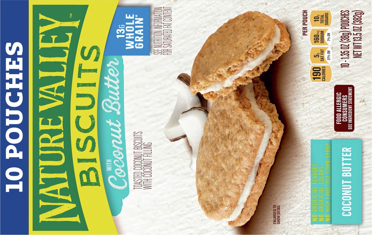 slide 5 of 9, Nature Valley Toasted Coconut Biscuit Sandwiches, 10 ct, 10 ct