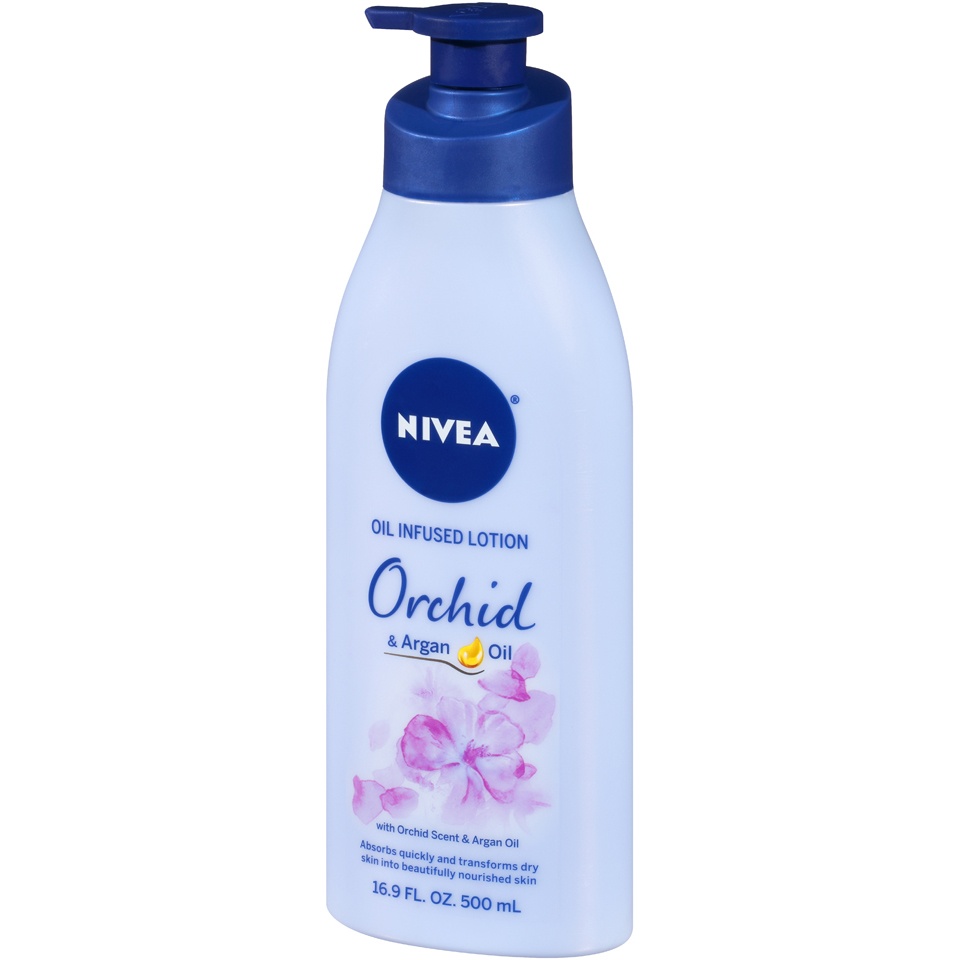 slide 3 of 7, Nivea Oil Infused Lotion Orchid & Argan Oil, 16.9 fl oz