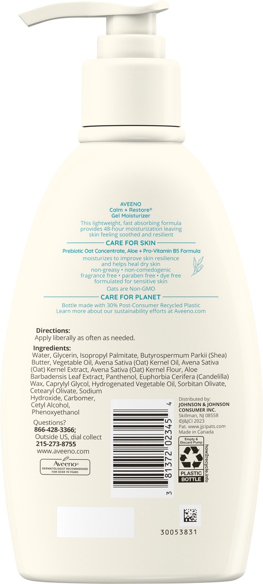 slide 10 of 11, Aveeno Calm + Restore Gel Moisturizer, 12 Fl. Oz, 12 oz