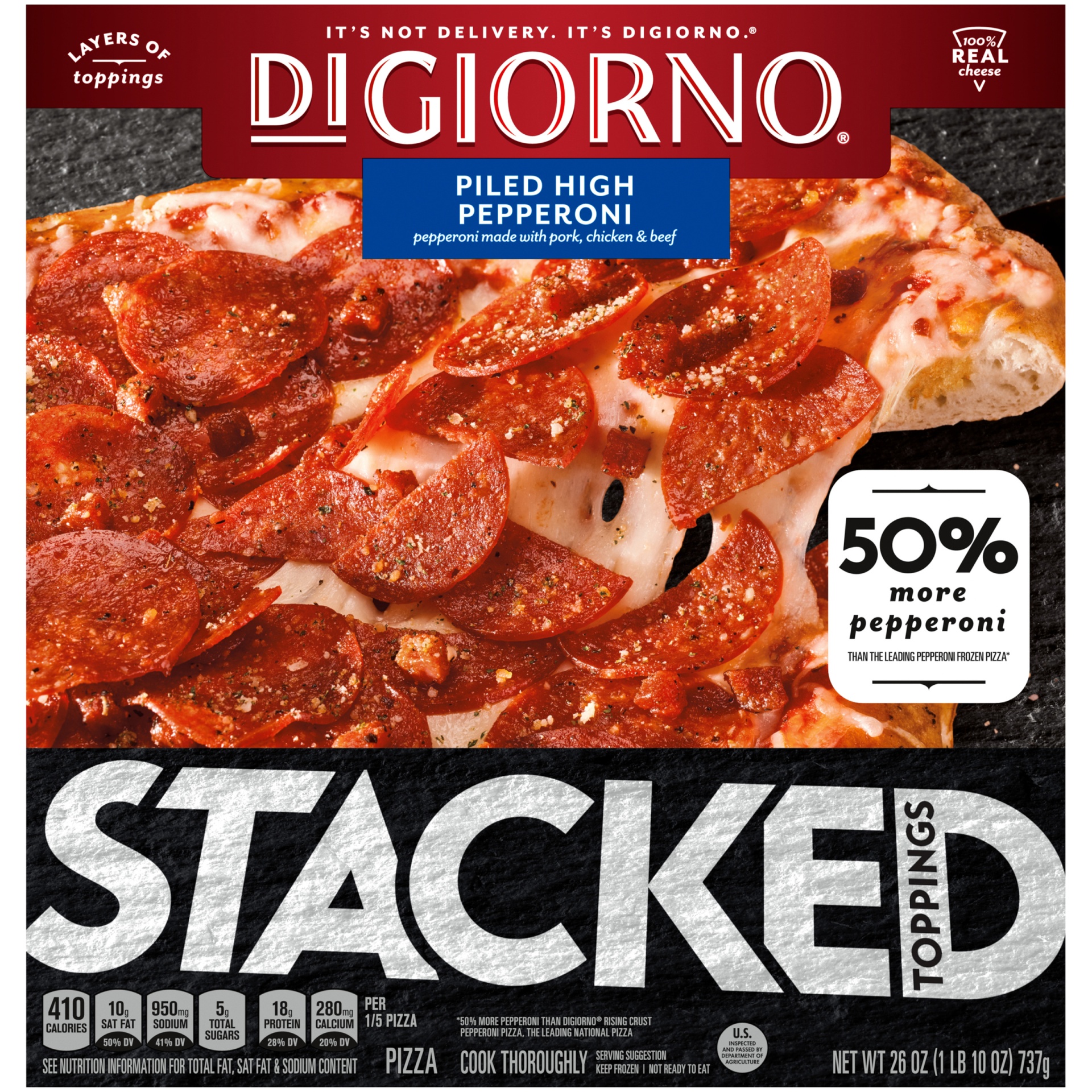 slide 1 of 10, DiGiorno Stacked Pepperoni, 26 oz