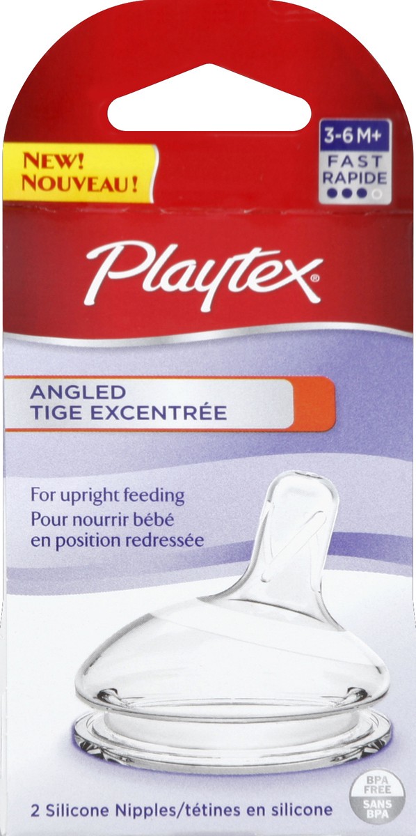 slide 6 of 6, Playtex Angled Fast Flow Nipples, 2 ct