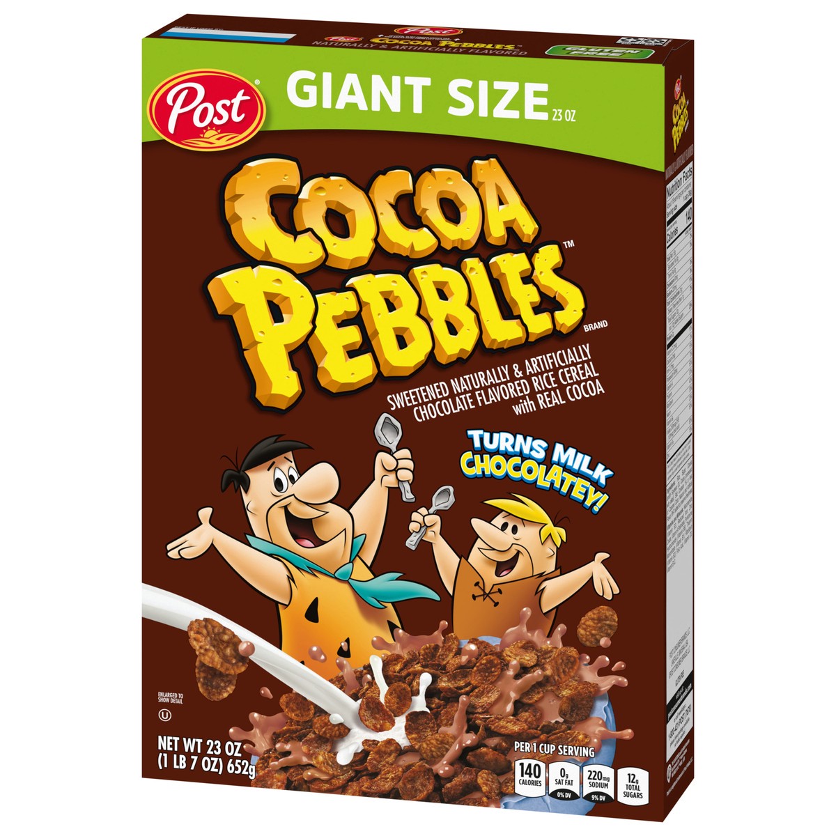 slide 2 of 15, Post Cocoa PEBBLES Cereal, Chocolatey Kids Breakfast Cereal, Gluten Free Rice Cereal, 23 oz Box, 23 oz