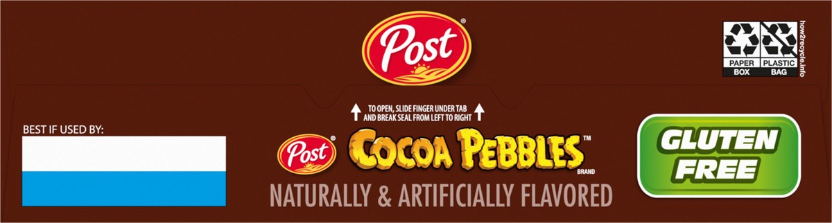 slide 5 of 15, Post Cocoa PEBBLES Cereal, Chocolatey Kids Breakfast Cereal, Gluten Free Rice Cereal, 23 oz Box, 23 oz