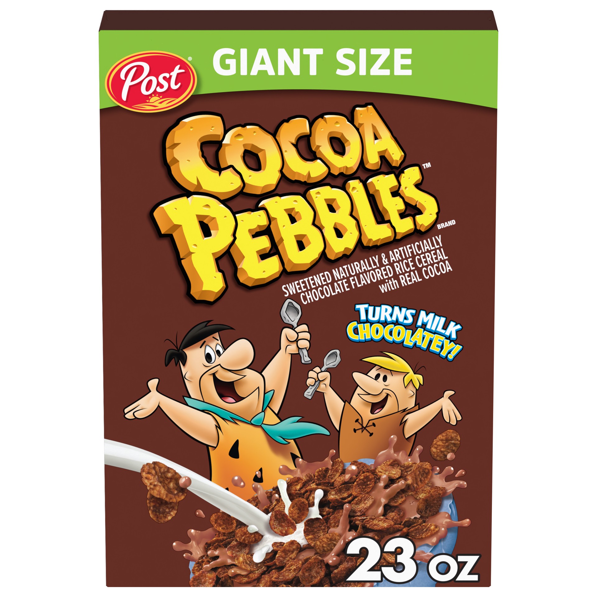 slide 1 of 15, Post Cocoa PEBBLES Cereal, Chocolatey Kids Breakfast Cereal, Gluten Free Rice Cereal, 23 oz Box, 23 oz