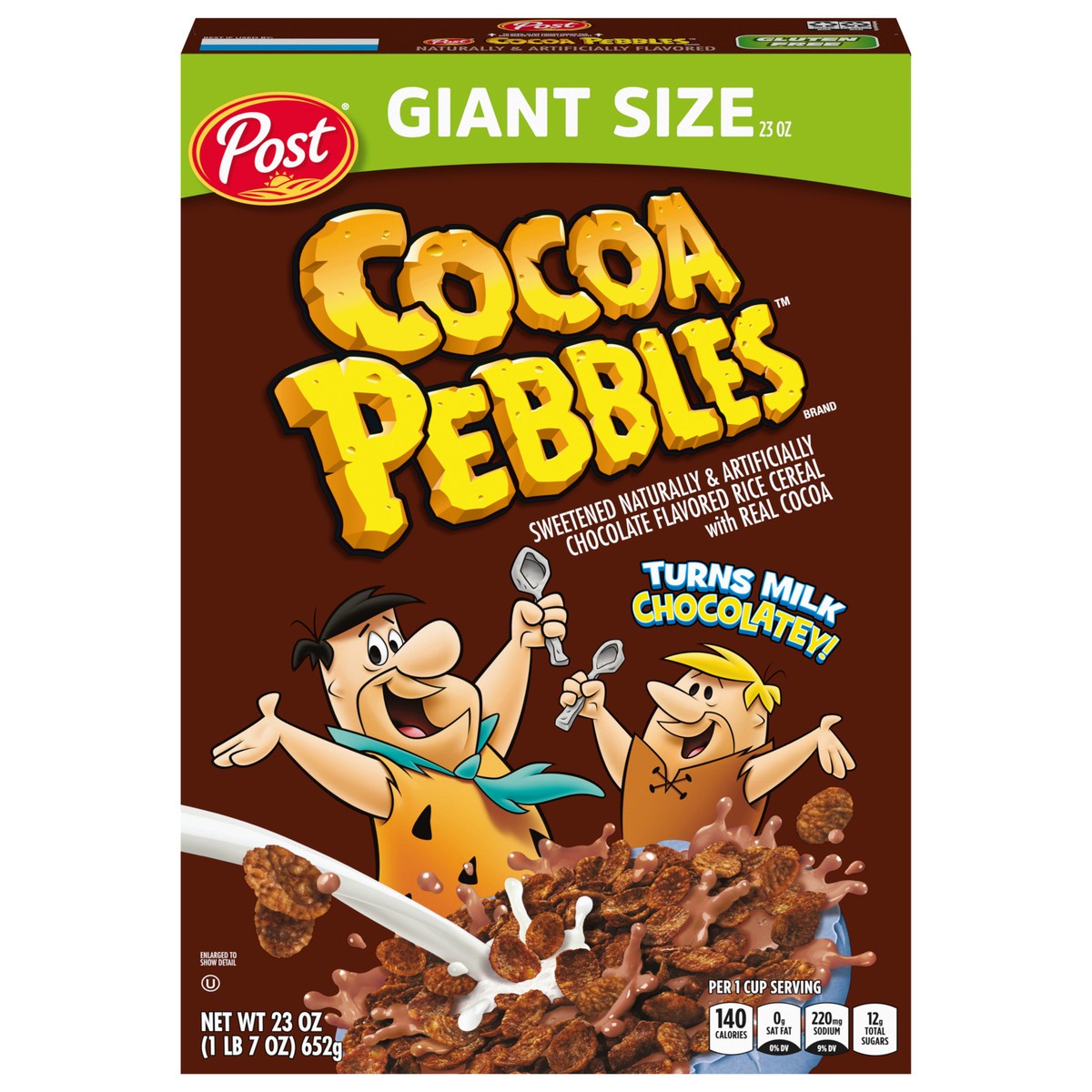 slide 14 of 15, Post Cocoa PEBBLES Cereal, Chocolatey Kids Breakfast Cereal, Gluten Free Rice Cereal, 23 oz Box, 23 oz