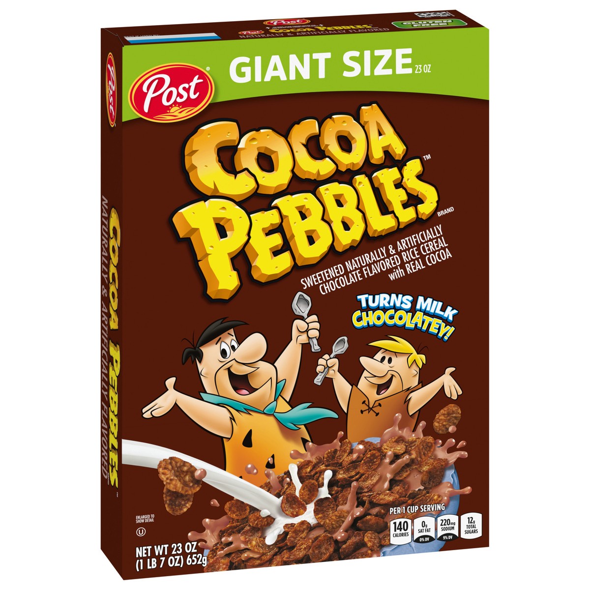 slide 6 of 15, Post Cocoa PEBBLES Cereal, Chocolatey Kids Breakfast Cereal, Gluten Free Rice Cereal, 23 oz Box, 23 oz