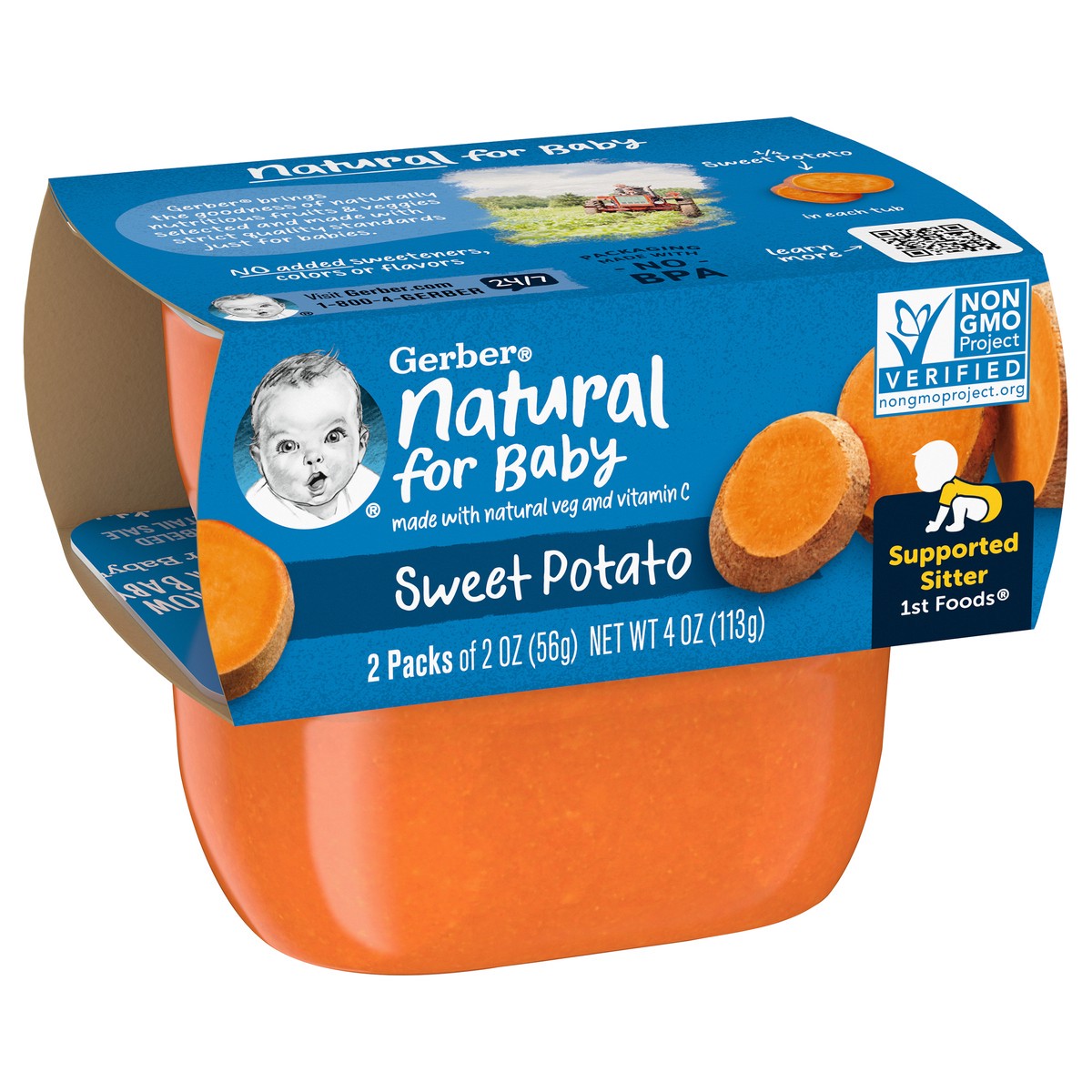 slide 9 of 9, Gerber 1st Foods Sweet Potato Baby Food, 2-2 oz. Tubs, 2 ct