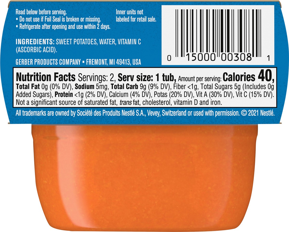 slide 8 of 9, Gerber 1st Foods Sweet Potato Baby Food, 2-2 oz. Tubs, 2 ct