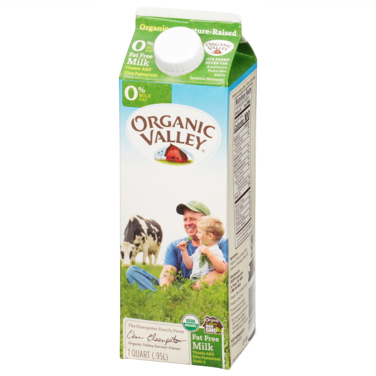 slide 7 of 9, Organic Valley Fat Free Milk 1 qt, 1 qt