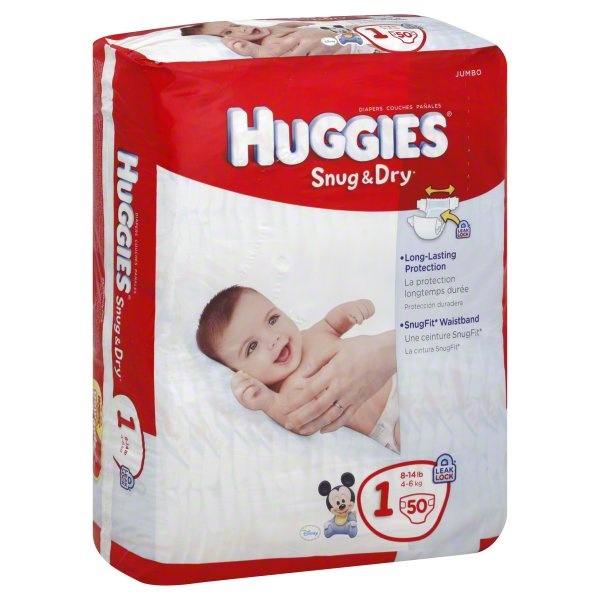 slide 1 of 1, Huggies Snug And Dry Size 1 Diapers, 50 ct