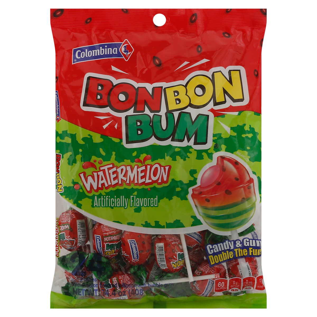 slide 9 of 13, Colombina Bonbon Bum Watermelon Bubble Gum Pops 14.4 oz, 14.4 oz