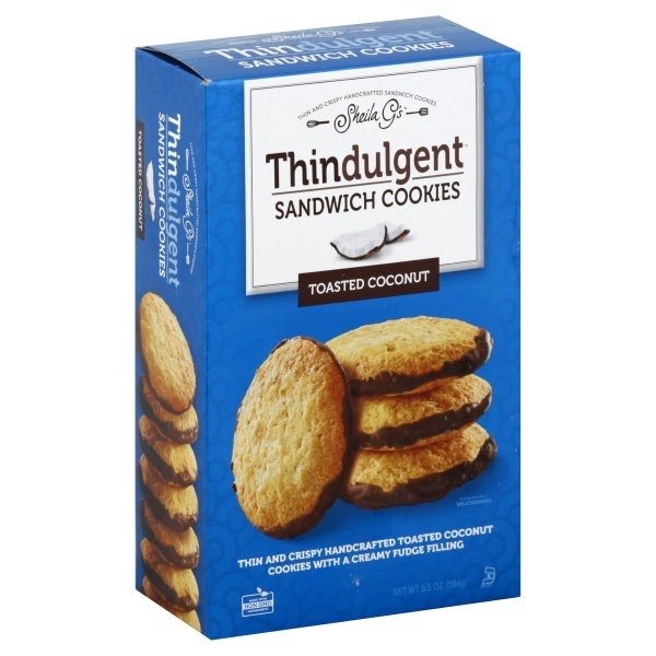 slide 1 of 5, Sheila G's Thindulgent Toasted Coconut Sandwich Cookie, 6.5 oz