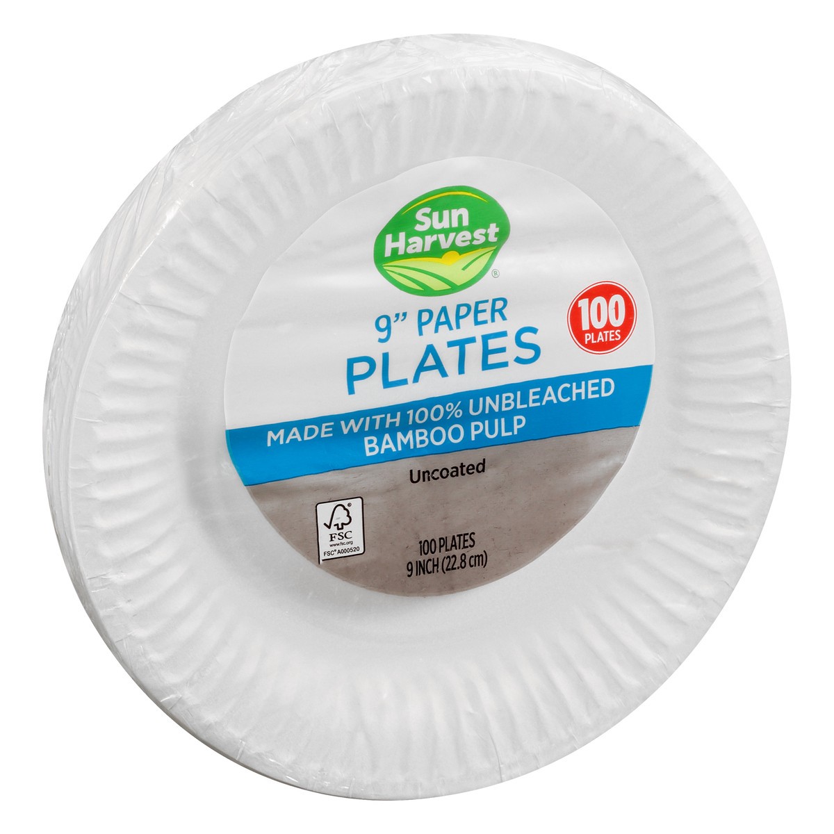 slide 6 of 9, Sun Harvest Uncoated 9 In Paper Plates, 100 ct