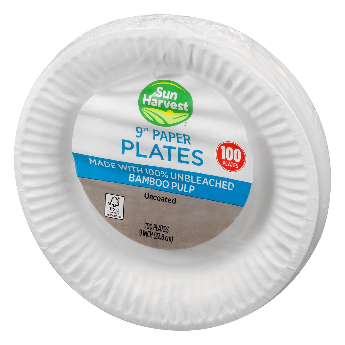 slide 5 of 9, Sun Harvest Uncoated 9 In Paper Plates, 100 ct