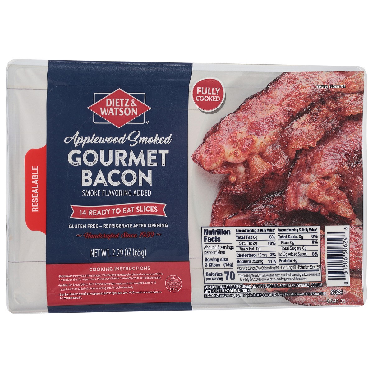 slide 10 of 13, Dietz & Watson Gourmet Applewood Smoked Bacon 2.29 oz, 2.29 oz