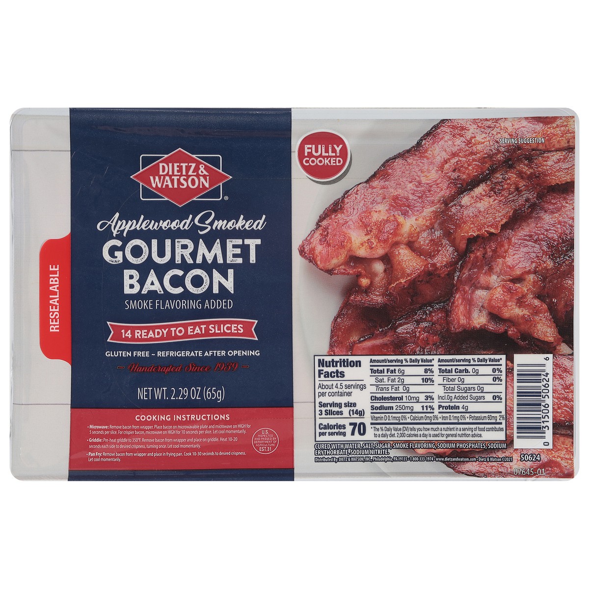 slide 1 of 13, Dietz & Watson Gourmet Applewood Smoked Bacon 2.29 oz, 2.29 oz