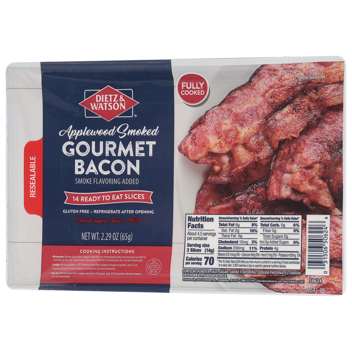 slide 7 of 13, Dietz & Watson Gourmet Applewood Smoked Bacon 2.29 oz, 2.29 oz