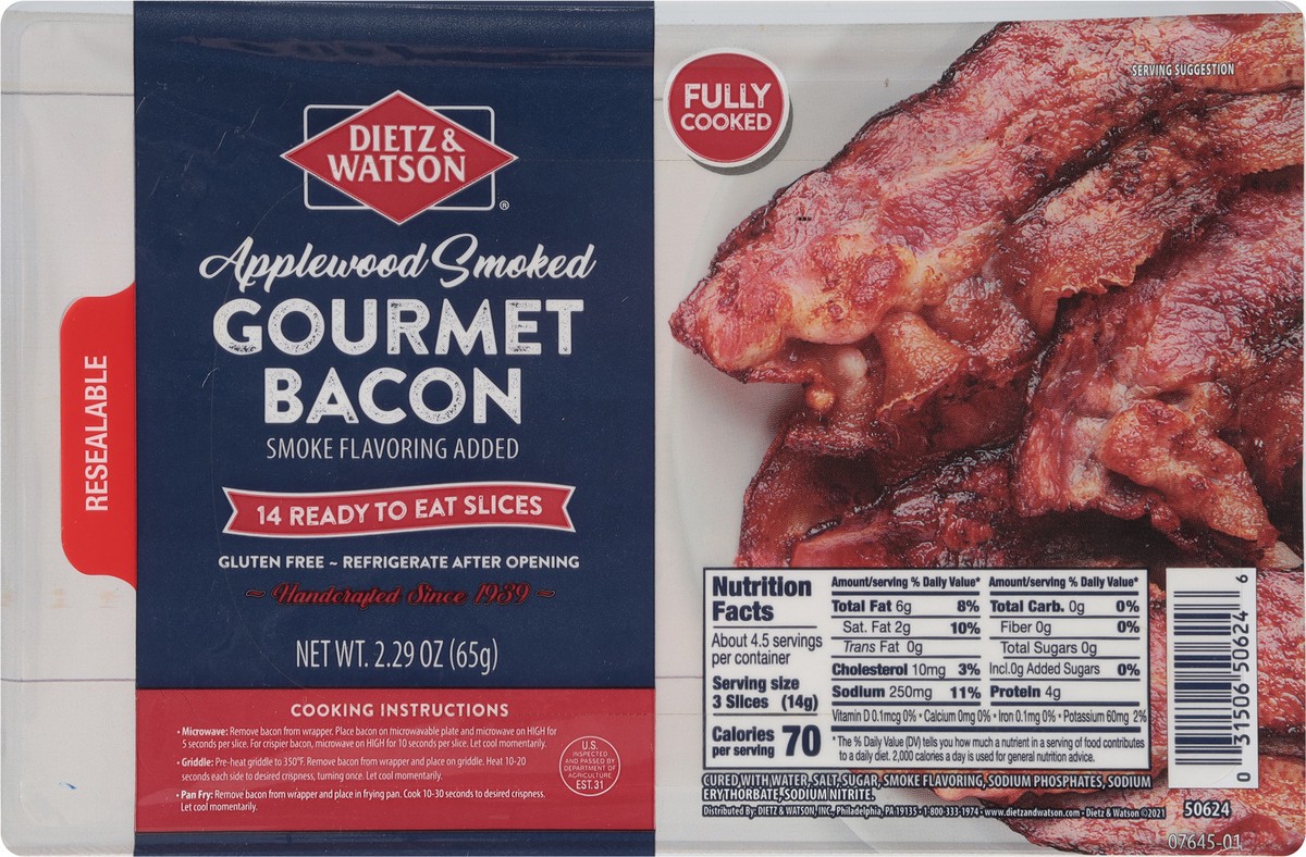 slide 5 of 13, Dietz & Watson Gourmet Applewood Smoked Bacon 2.29 oz, 2.29 oz