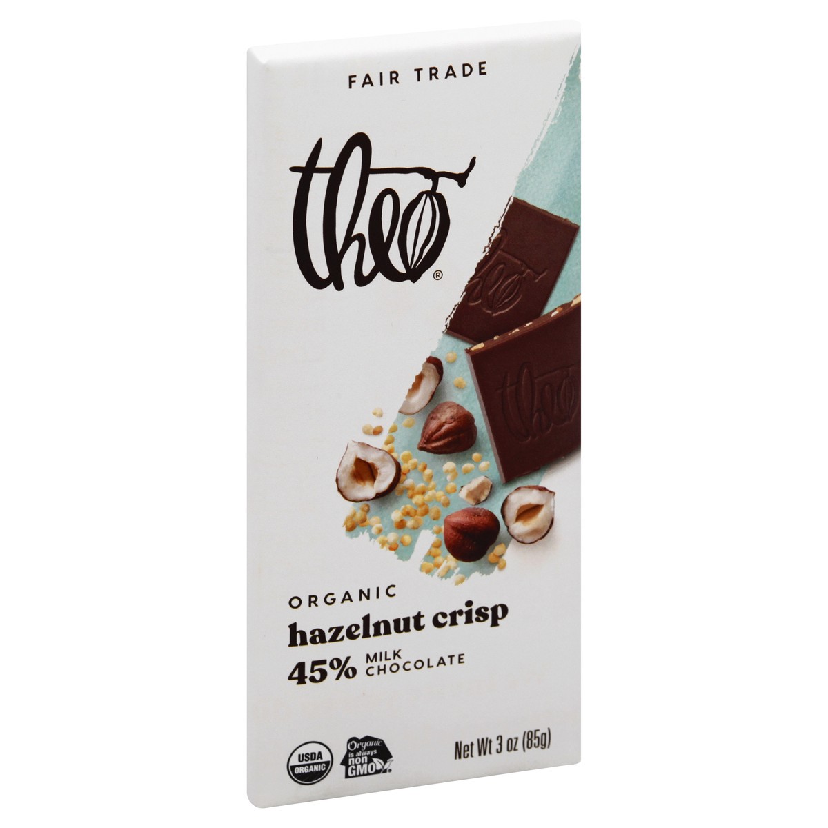 slide 4 of 13, Theo Organic 45% Milk Chocolate Hazelnut Crisp 3 oz, 3 oz