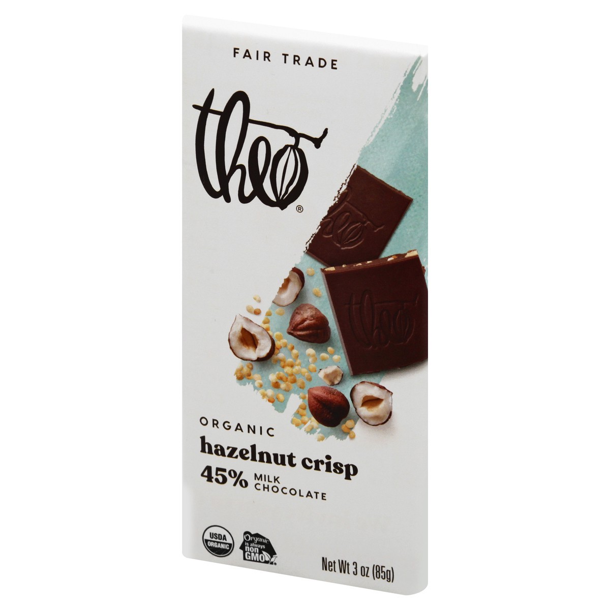 slide 5 of 13, Theo Organic 45% Milk Chocolate Hazelnut Crisp 3 oz, 3 oz