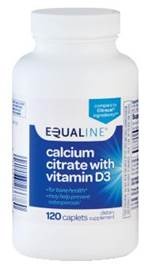 slide 1 of 1, Equaline Calcium Citrate with Vitamin D3, 120 ct