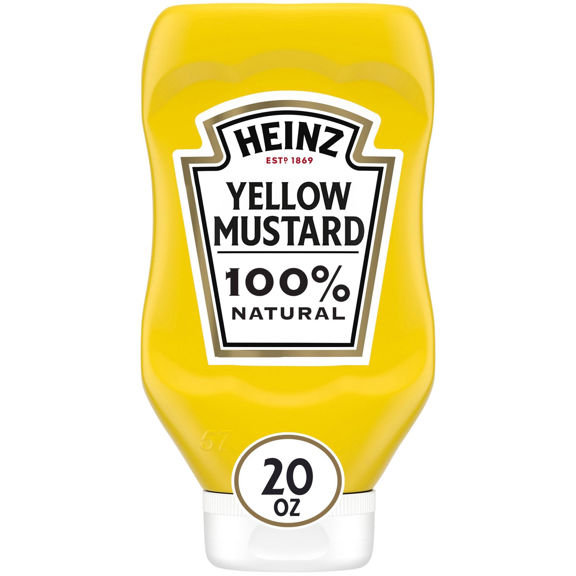 slide 1 of 1, Heinz 100% Natural Yellow Mustard, 20 oz