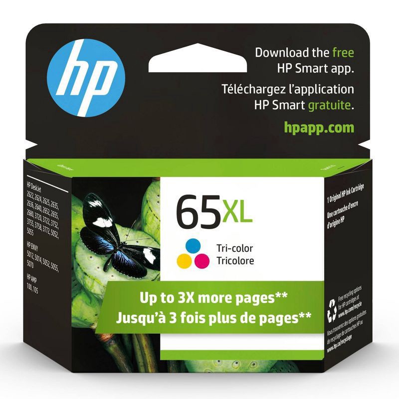 slide 1 of 36, HP 65Xl High Yield Original Ink Cartridge, Tri-Color (N9K03An), 1 ct