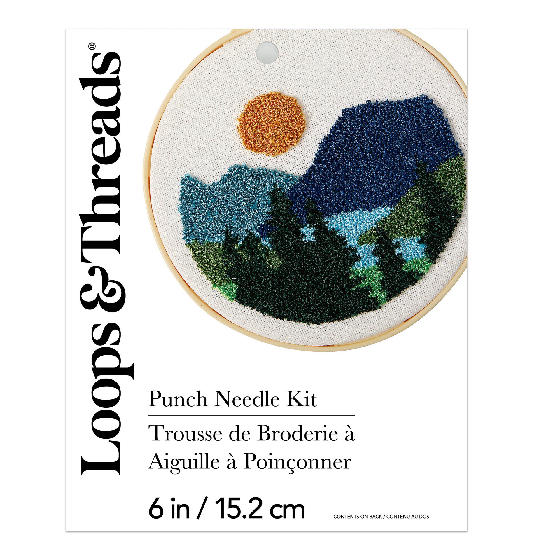 slide 3 of 4, 6" Mountains Punch Needle Kit By Loops & Threads, 6 in