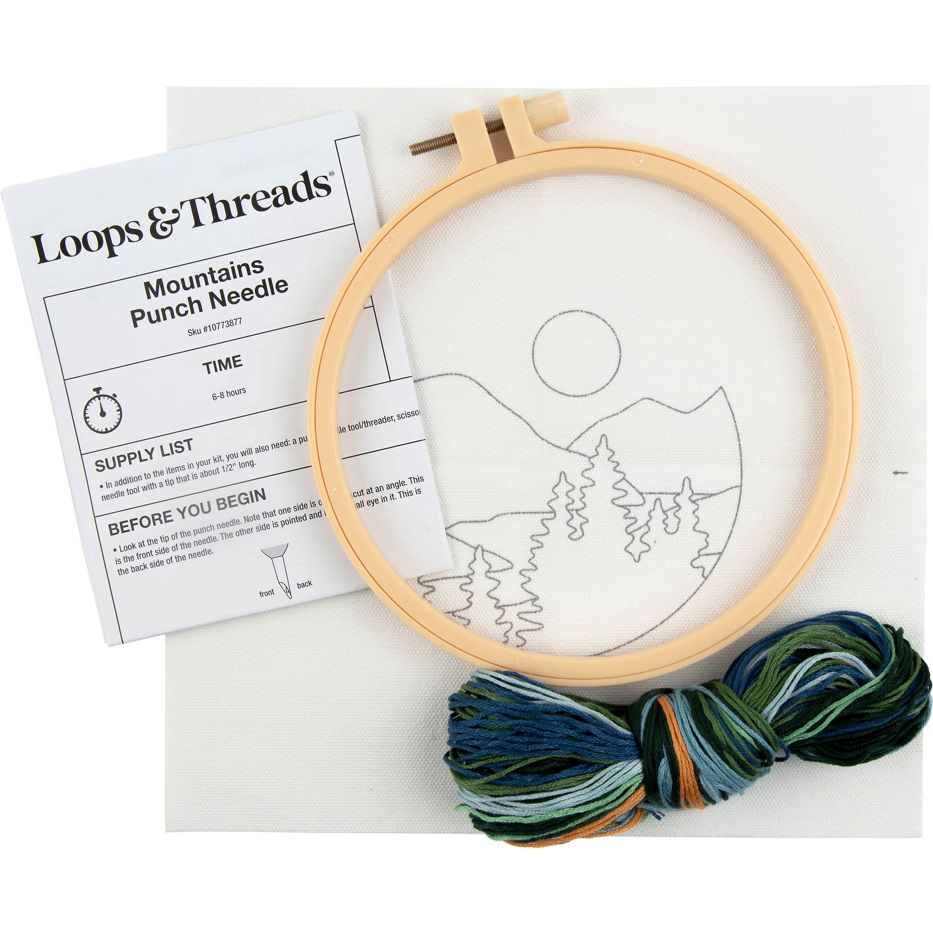slide 4 of 4, 6" Mountains Punch Needle Kit By Loops & Threads, 6 in