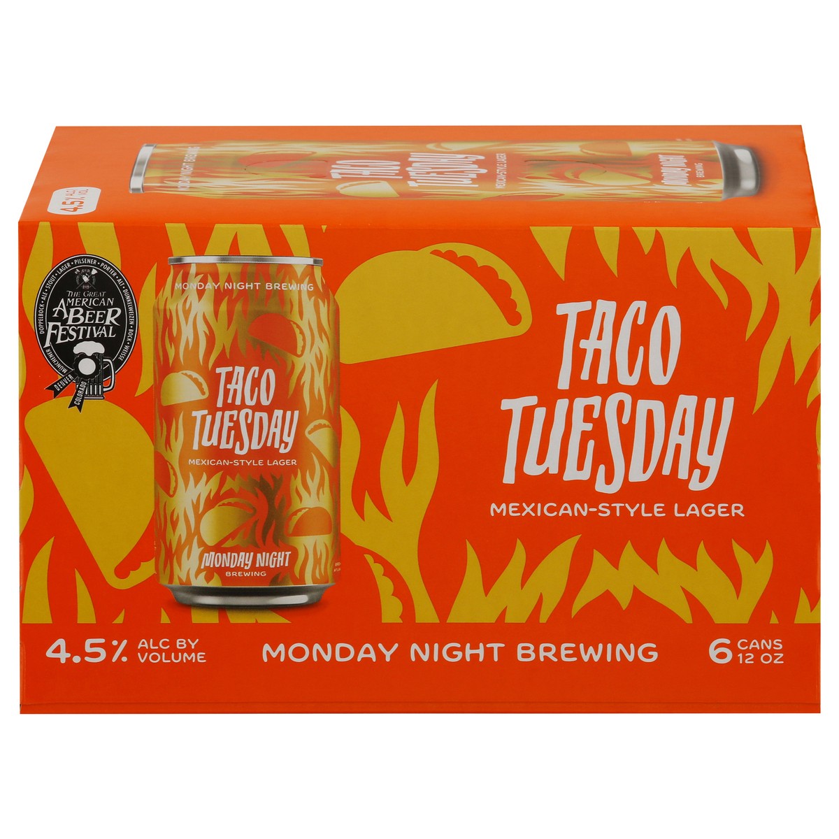 slide 1 of 11, Monday Night Brewing Taco Tuesday Mexican-Style Lager Beer 6 - 12 oz Cans, 6 ct; 12 oz
