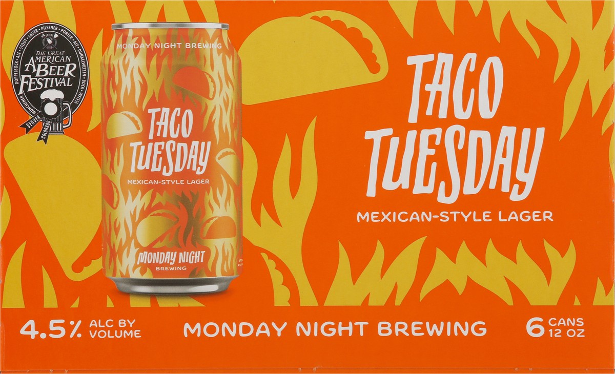 slide 5 of 11, Monday Night Brewing Taco Tuesday Mexican-Style Lager Beer 6 - 12 oz Cans, 6 ct; 12 oz
