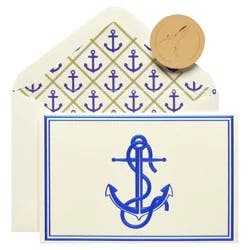 Papyrus Blank Cards with Envelopes - Nautical Anchor - 16 count