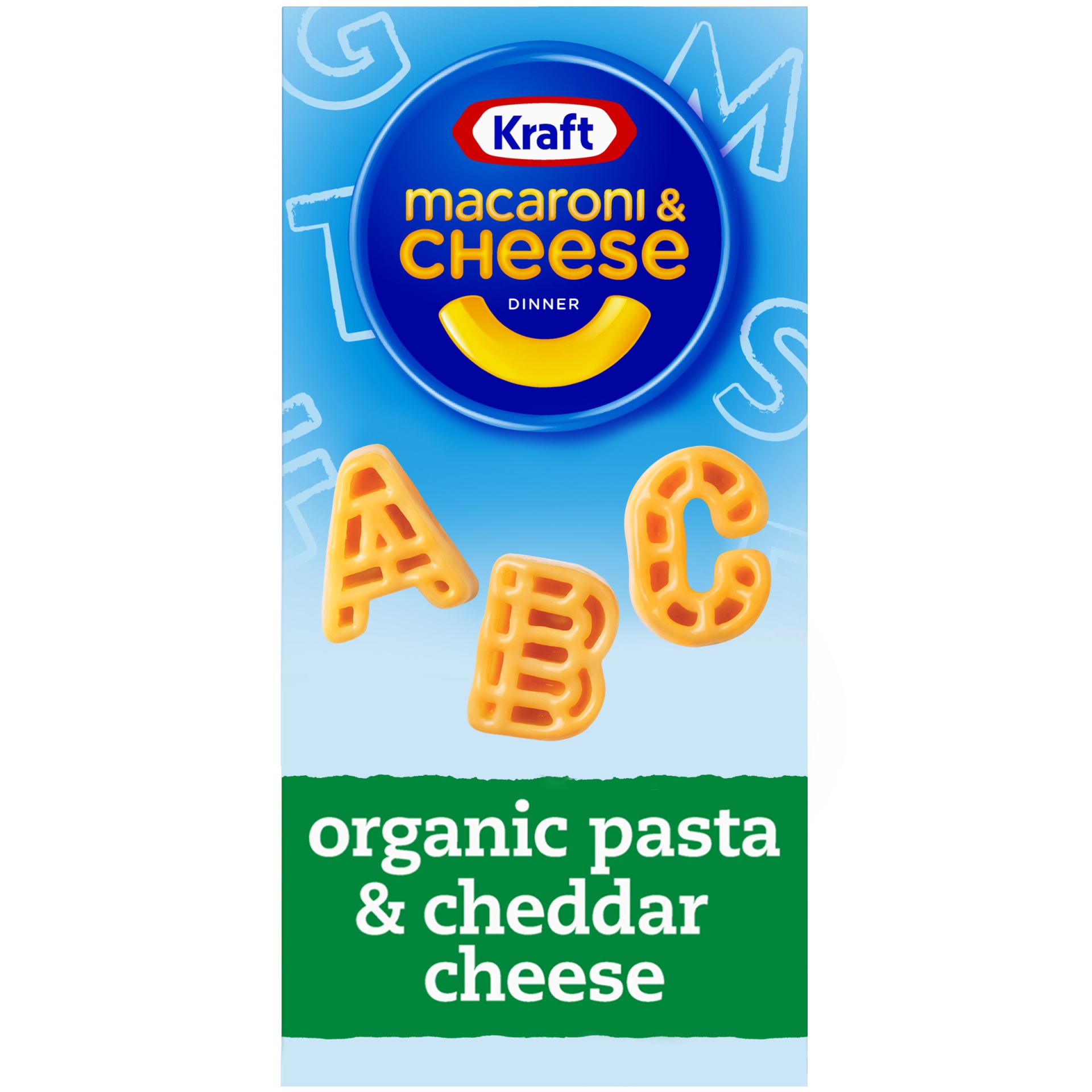 slide 1 of 1, Kraft Macaroni & Cheese Dinner with Organic Pasta Alaphabet Shapes & Cheddar Cheese, 5.5 oz