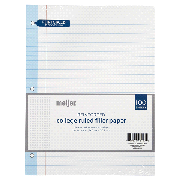 slide 1 of 1, Meijer Reinforced filler paper college, 1 ct