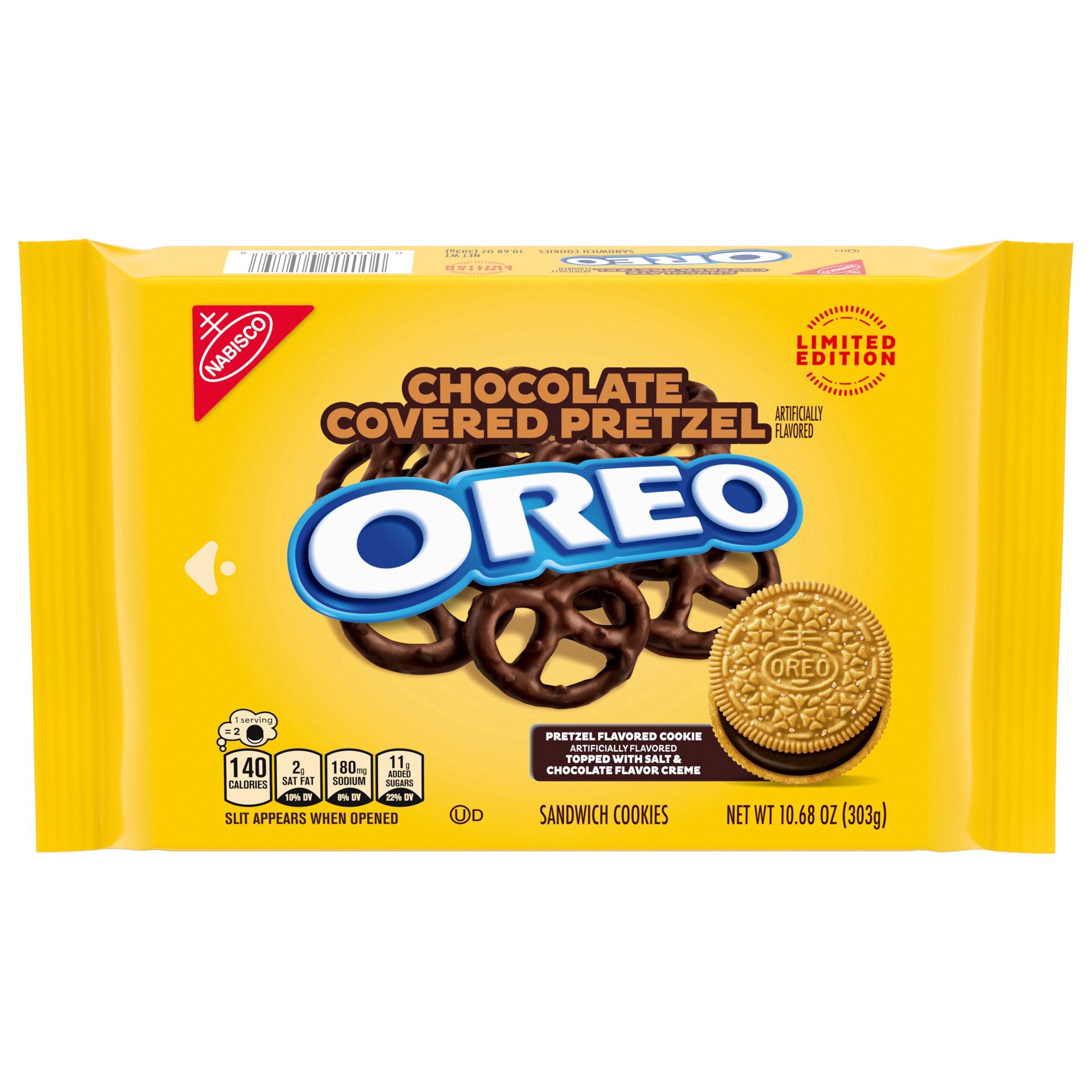 slide 1 of 1, OREO Chocolate Covered Pretzel Sandwich Cookies, Limited Edition, 10.68 oz, 10.68 oz
